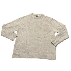 Zara Mens Wool Alpaca Blend Sweater Large Oversized Crew Neck Pullover Chunky